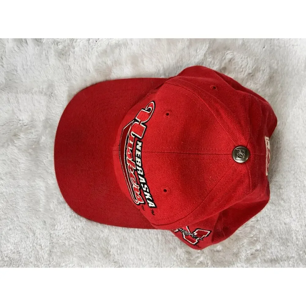 Vintage 1990's Nebraska Cornhuskers Hat Cap Strap back OSFM The Game Red White